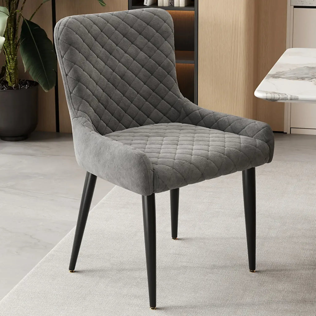 Chaises de salle à manger contemporaines rembourrées en chenille à dossier bas