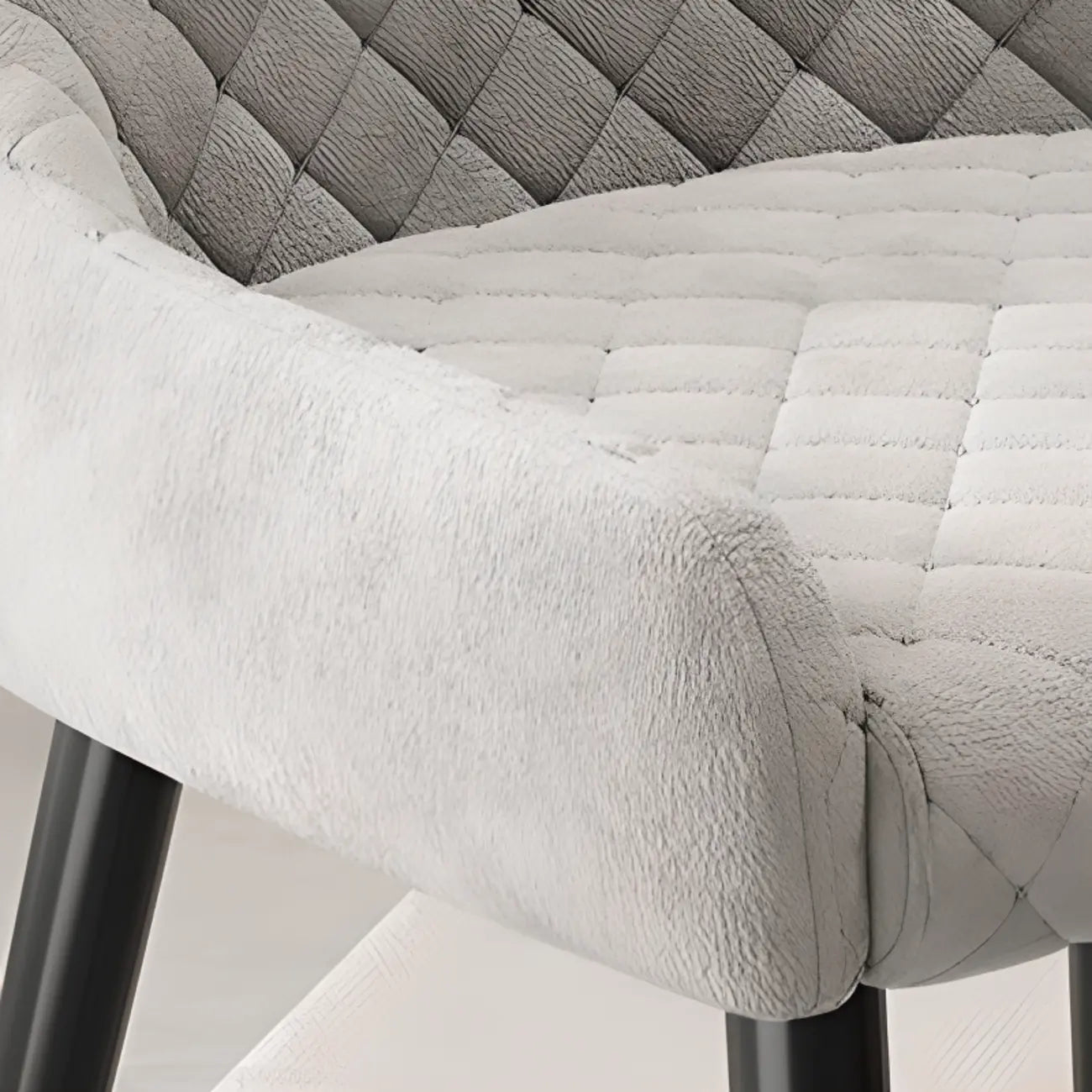 Chaises de salle à manger contemporaines rembourrées en chenille à dossier bas