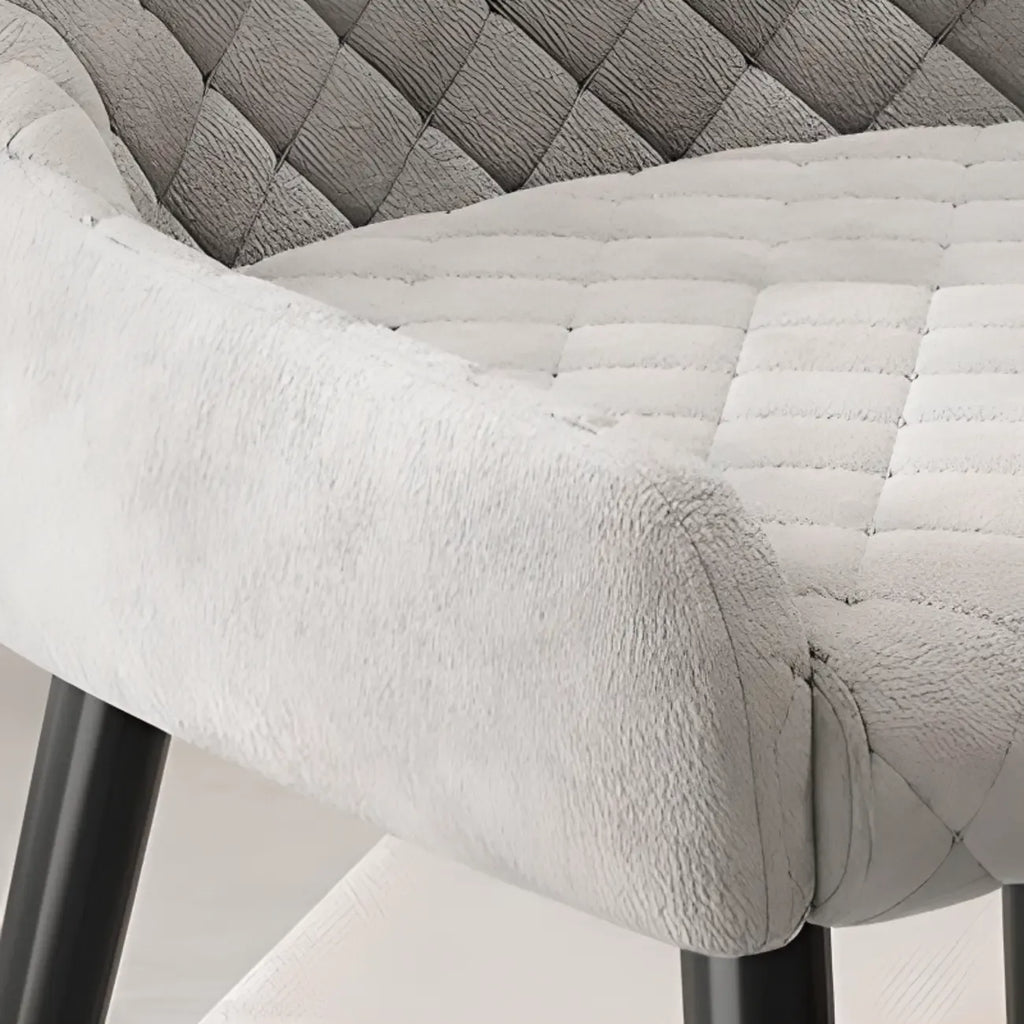 Chaises de salle à manger contemporaines rembourrées en chenille à dossier bas