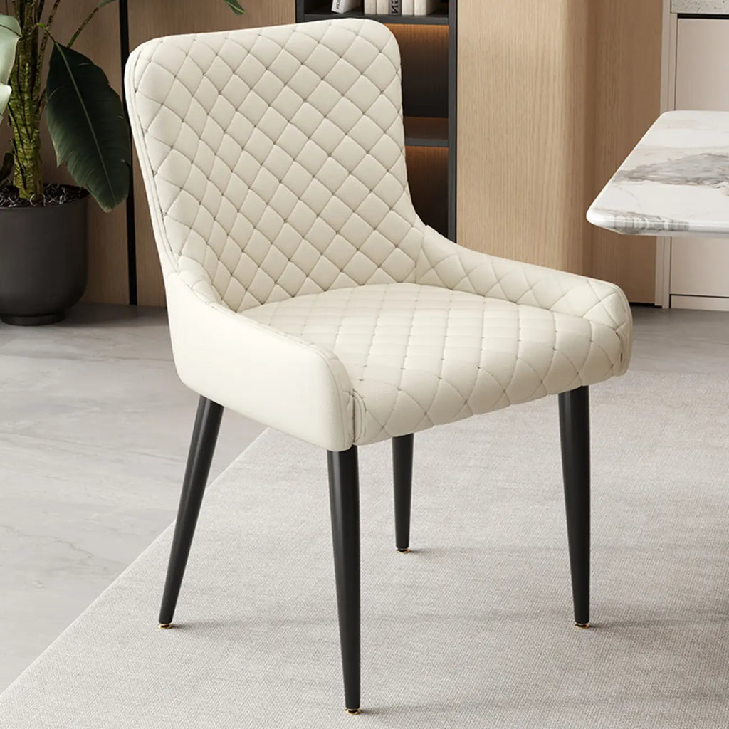 Chaises de salle à manger contemporaines rembourrées en chenille à dossier bas
