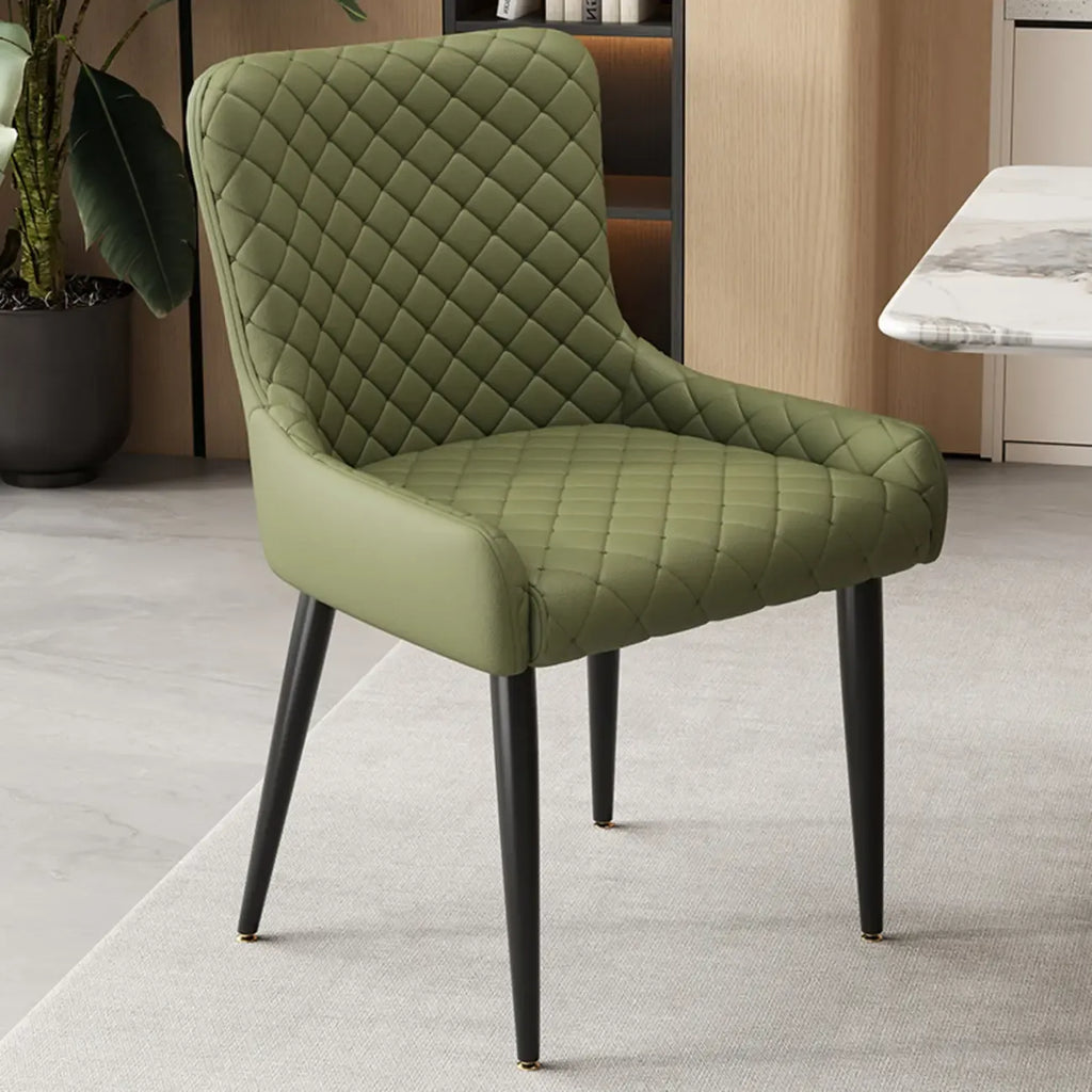 Chaises de salle à manger contemporaines rembourrées en chenille à dossier bas