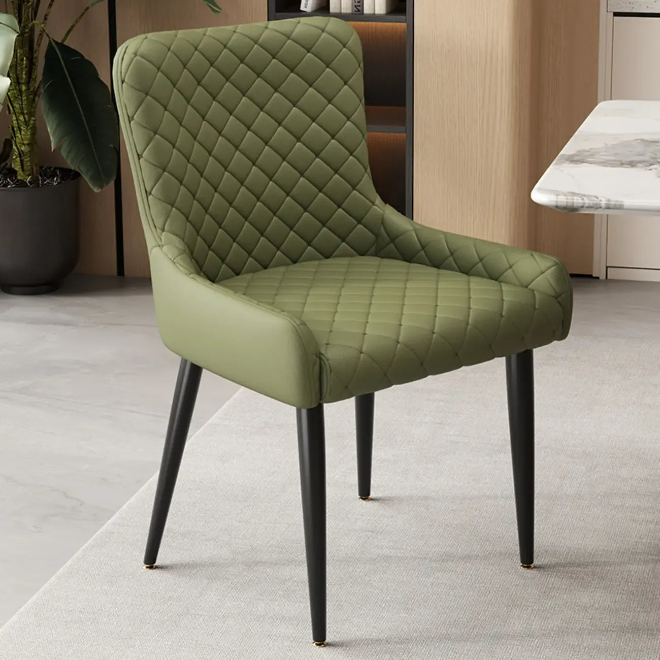 Chaises de salle à manger contemporaines rembourrées en chenille à dossier bas