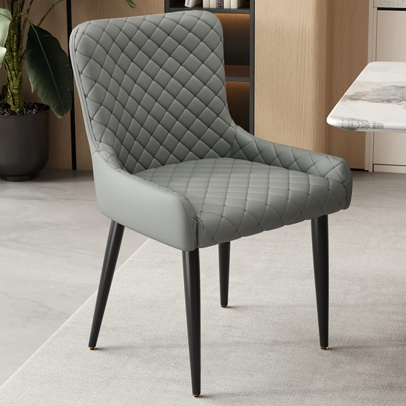 Chaises de salle à manger contemporaines rembourrées en chenille à dossier bas