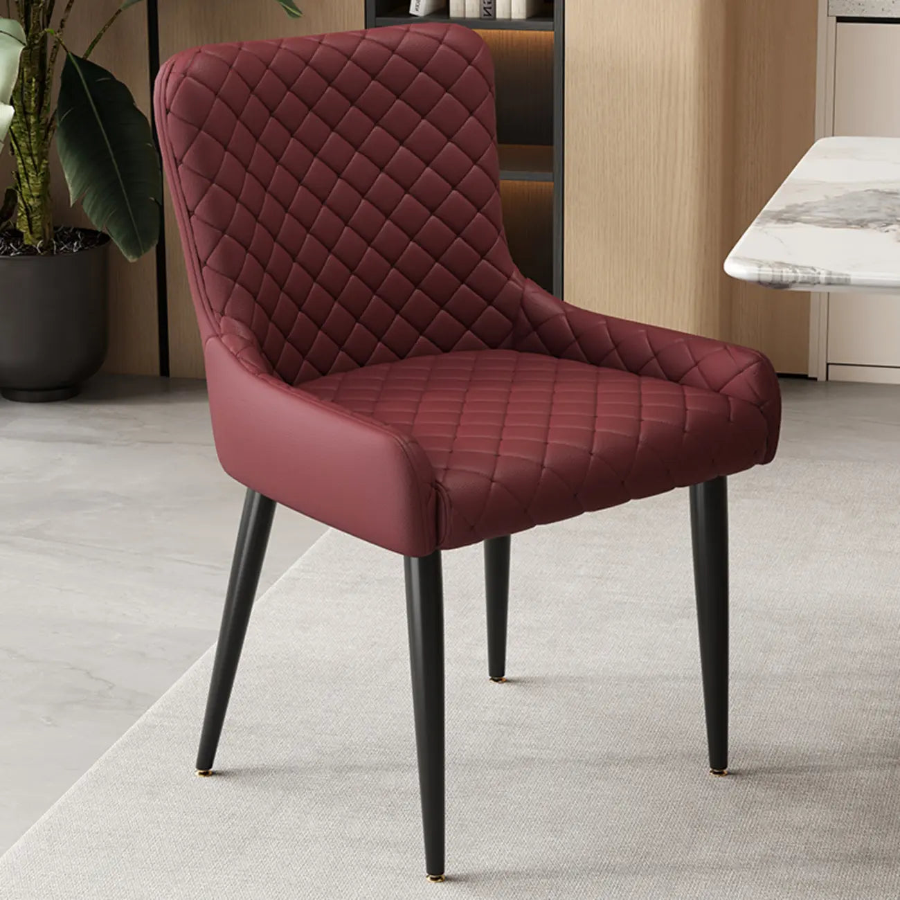 Chaises de salle à manger contemporaines rembourrées en chenille à dossier bas