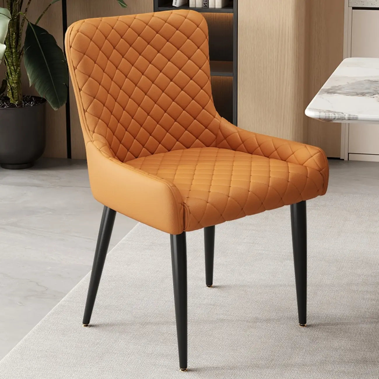 Chaises de salle à manger contemporaines rembourrées en chenille à dossier bas