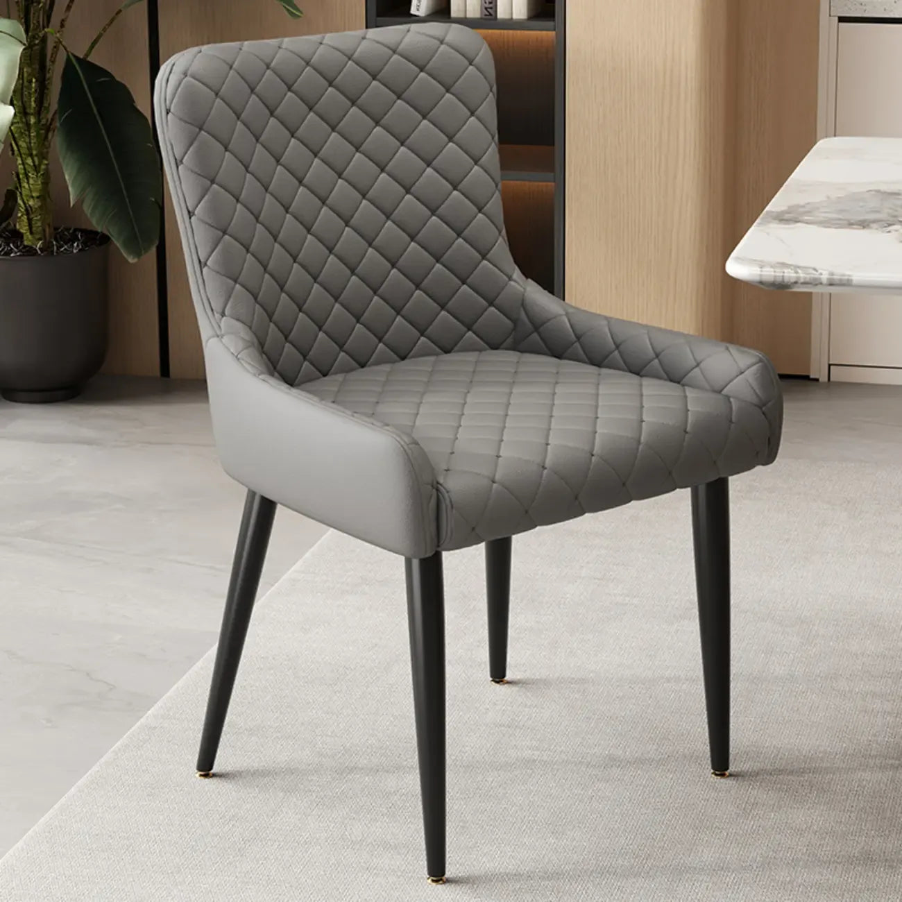 Chaises de salle à manger contemporaines rembourrées en chenille à dossier bas
