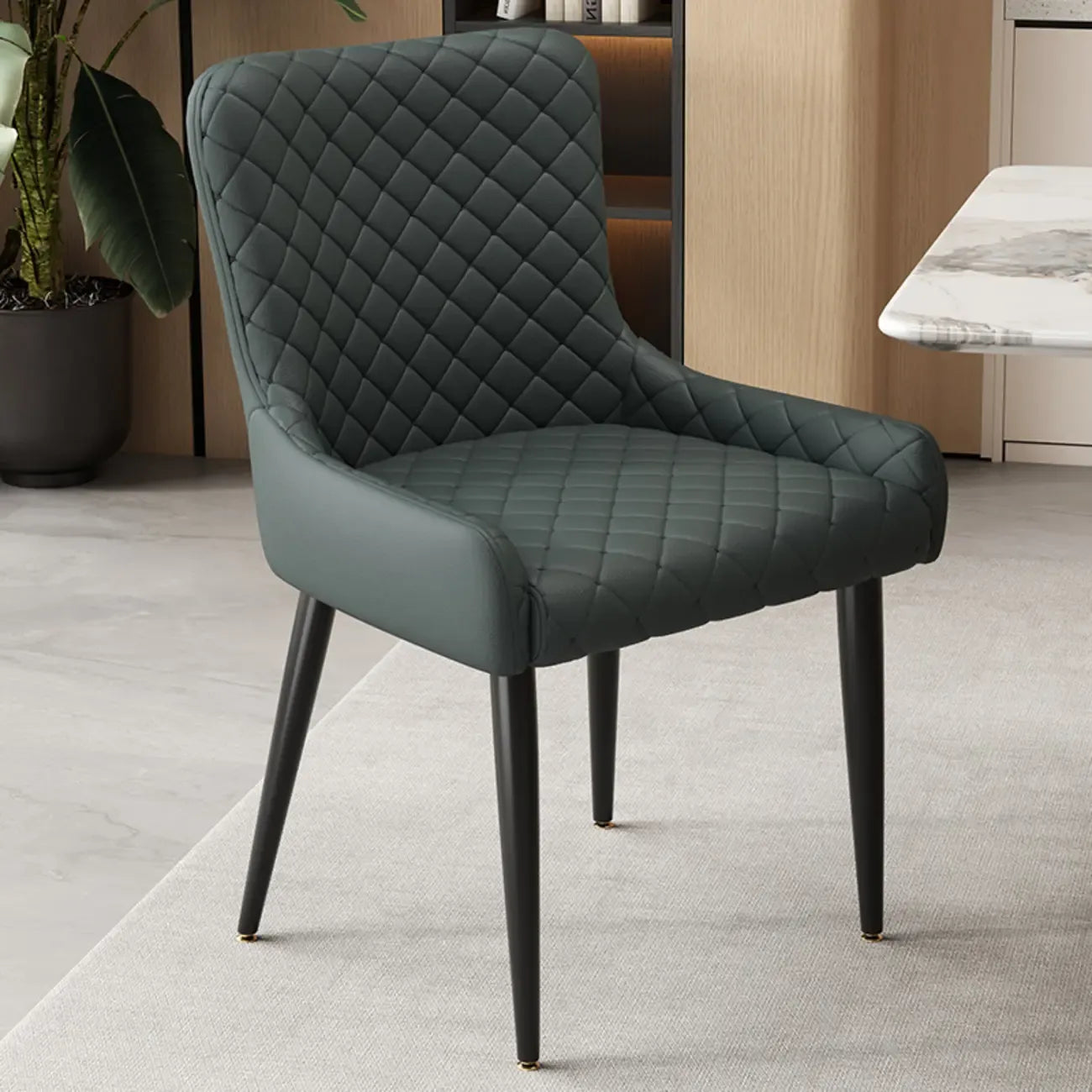 Chaises de salle à manger contemporaines rembourrées en chenille à dossier bas