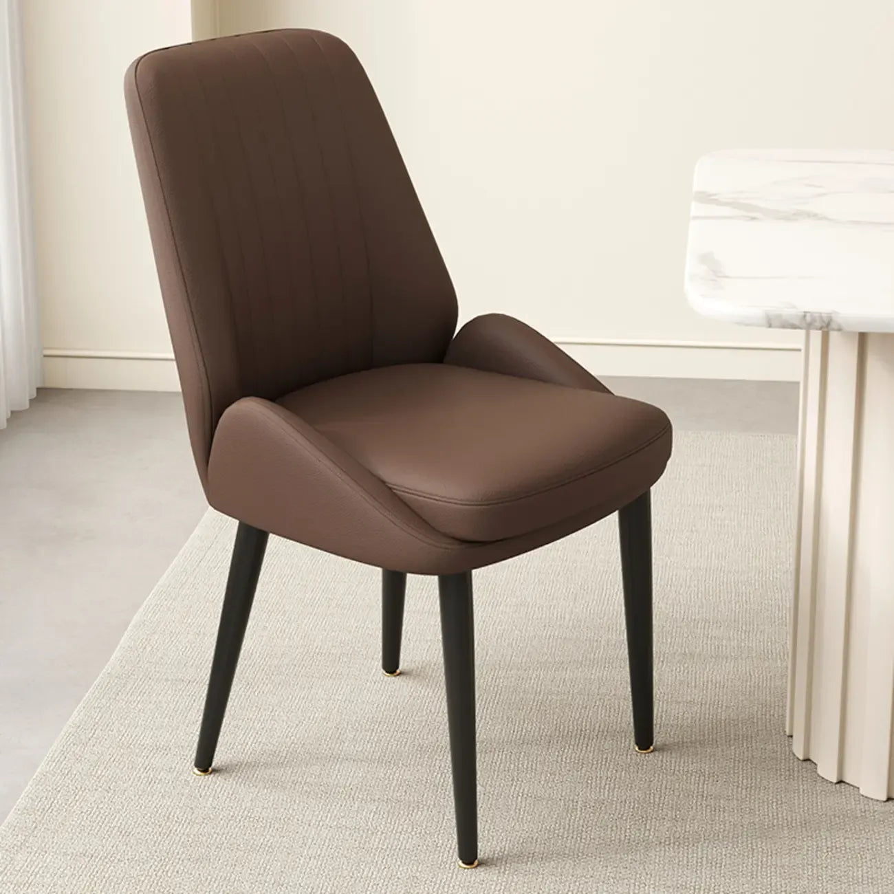 Chaises de salle à manger contemporaines rembourrées en chenille à dossier bas