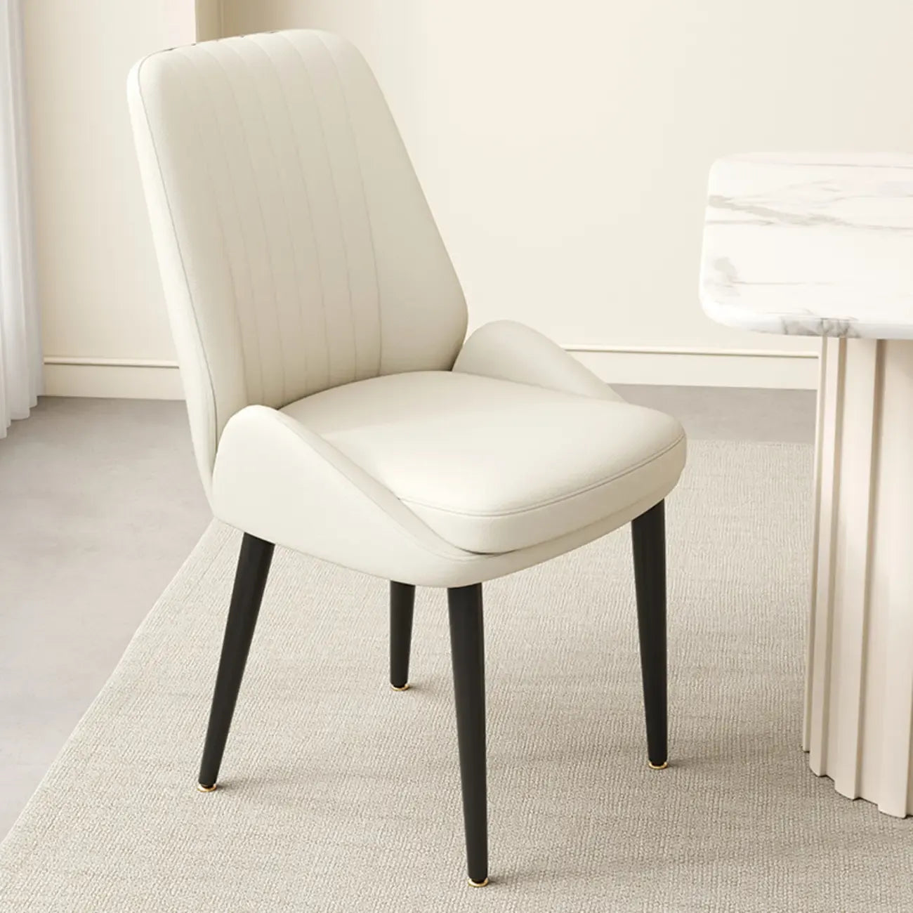 Chaises de salle à manger contemporaines rembourrées en chenille à dossier bas