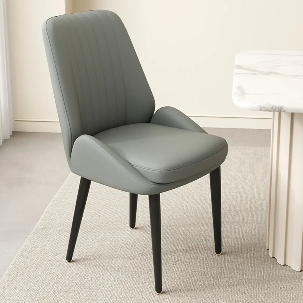 Chaises de salle à manger contemporaines rembourrées en chenille à dossier bas