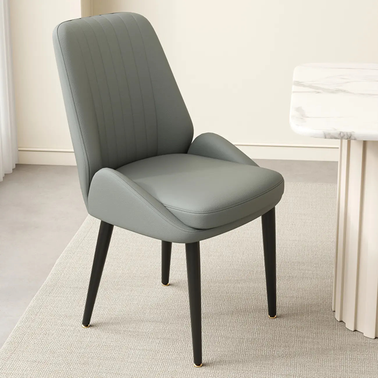 Chaises de salle à manger contemporaines rembourrées en chenille à dossier bas