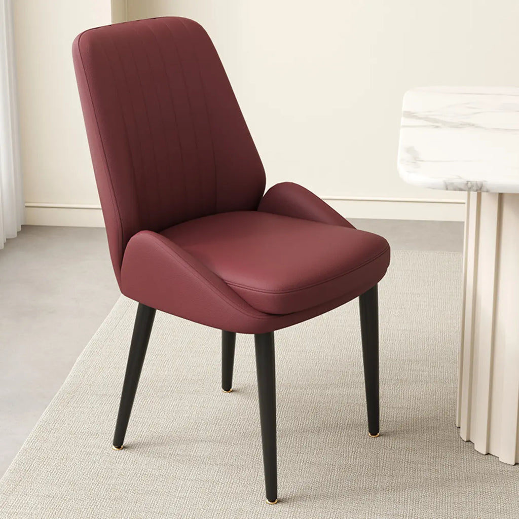 Chaises de salle à manger contemporaines rembourrées en chenille à dossier bas