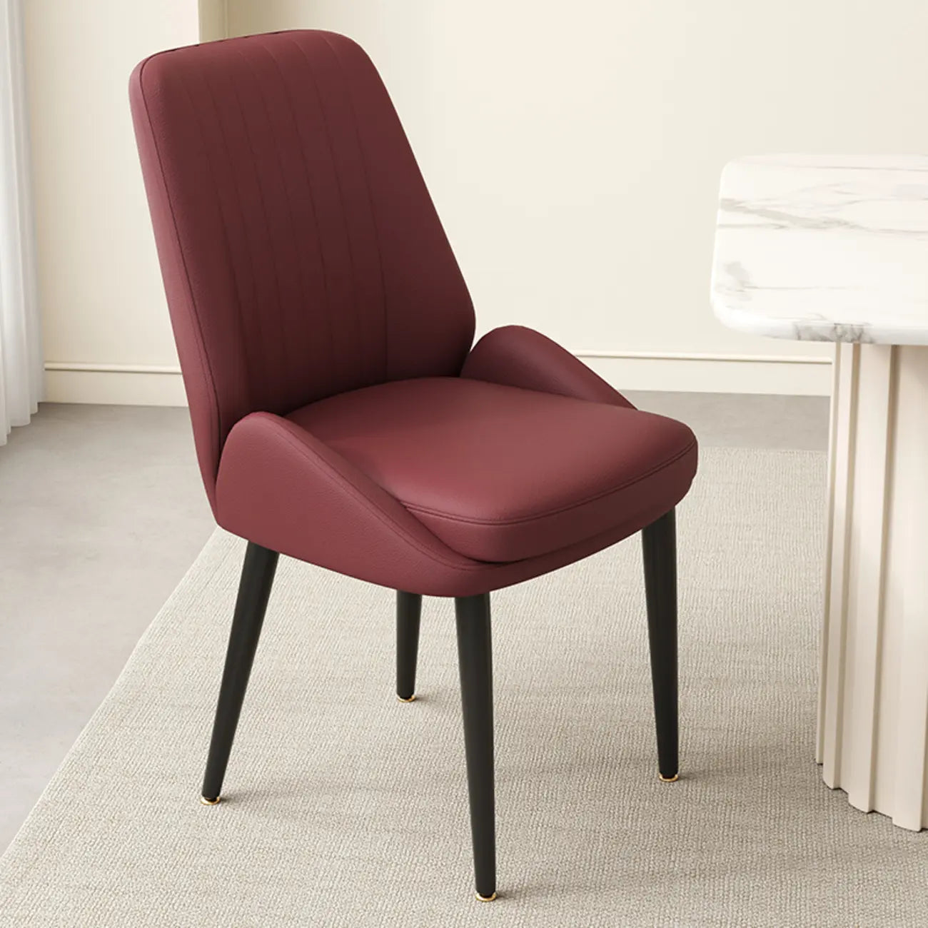 Chaises de salle à manger contemporaines rembourrées en chenille à dossier bas