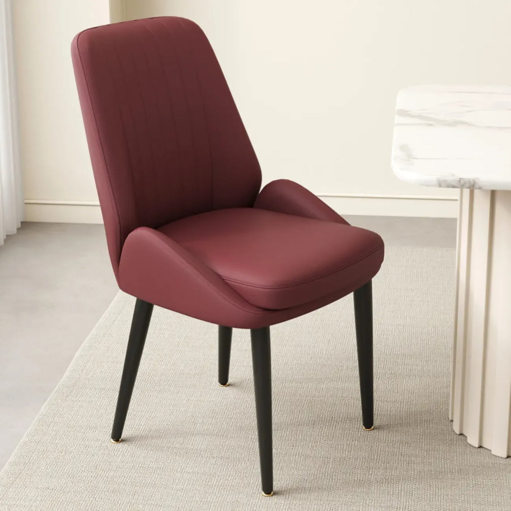 Chaises de salle à manger contemporaines rembourrées en chenille à dossier bas