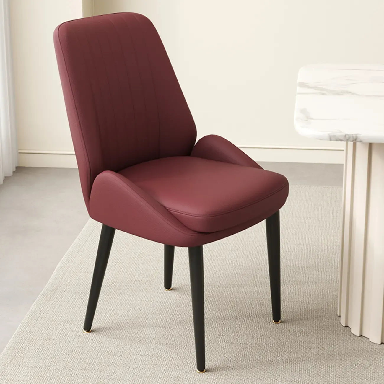 Chaises de salle à manger contemporaines rembourrées en chenille à dossier bas