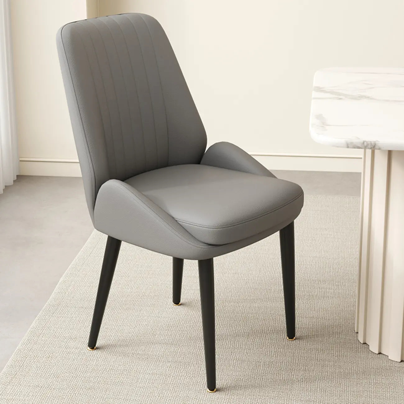 Chaises de salle à manger contemporaines rembourrées en chenille à dossier bas