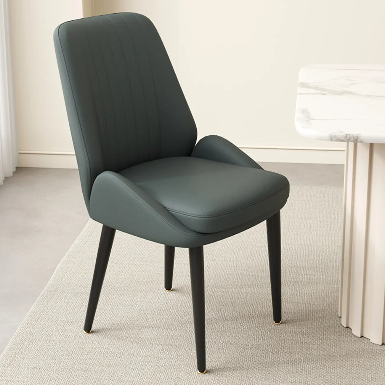Chaises de salle à manger contemporaines rembourrées en chenille à dossier bas