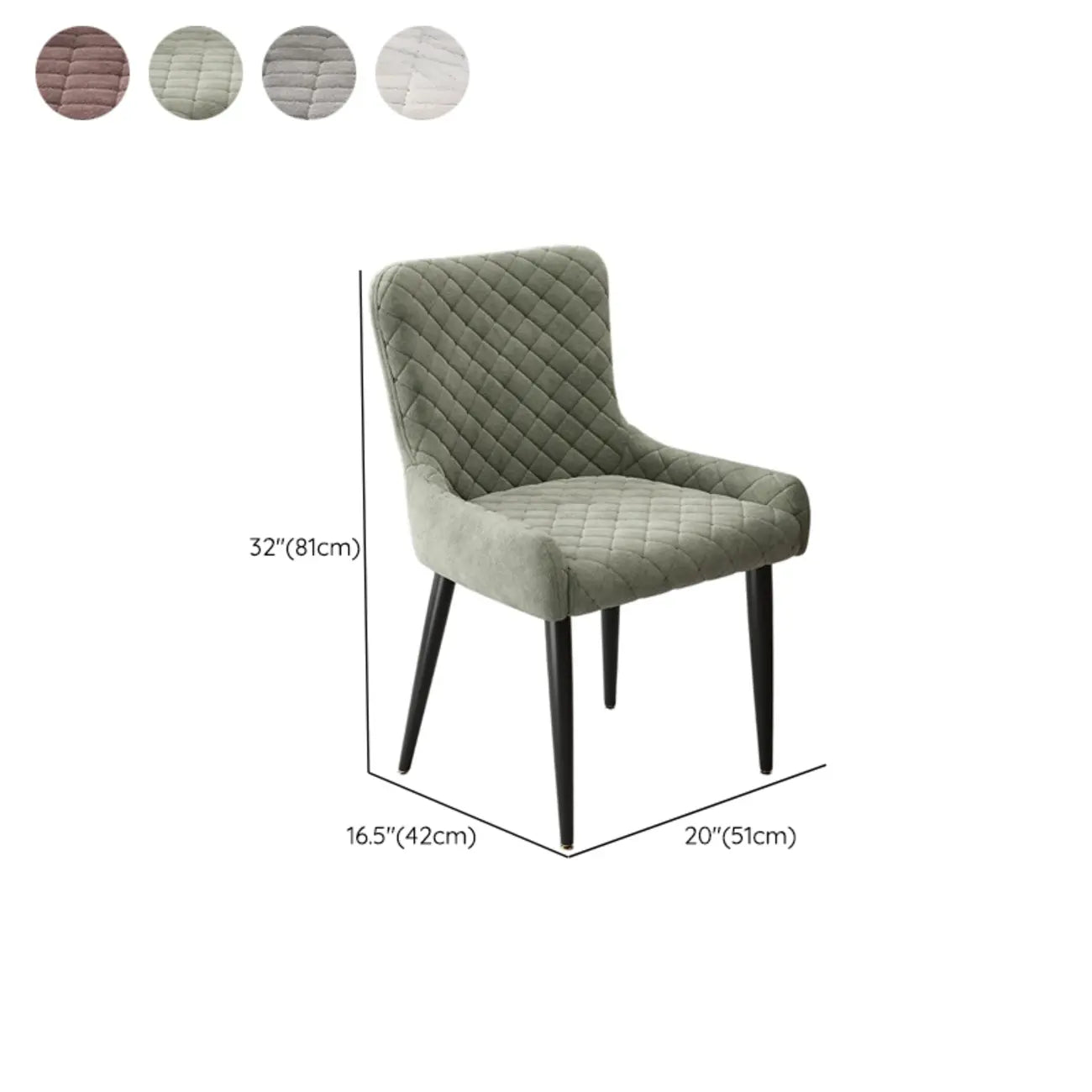Chaises de salle à manger contemporaines rembourrées en chenille à dossier bas