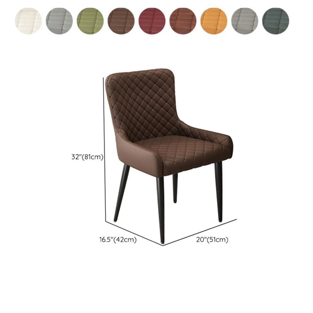 Chaises de salle à manger contemporaines rembourrées en chenille à dossier bas