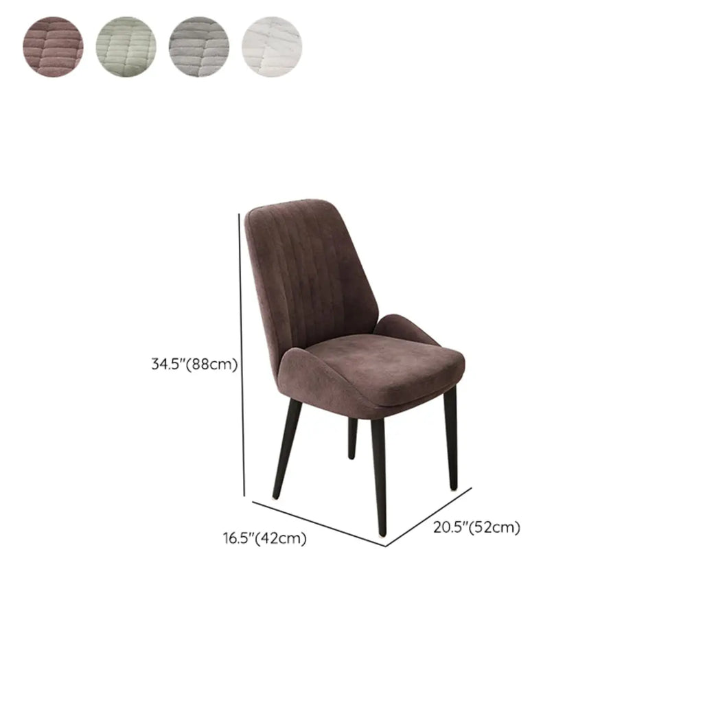 Chaises de salle à manger contemporaines rembourrées en chenille à dossier bas