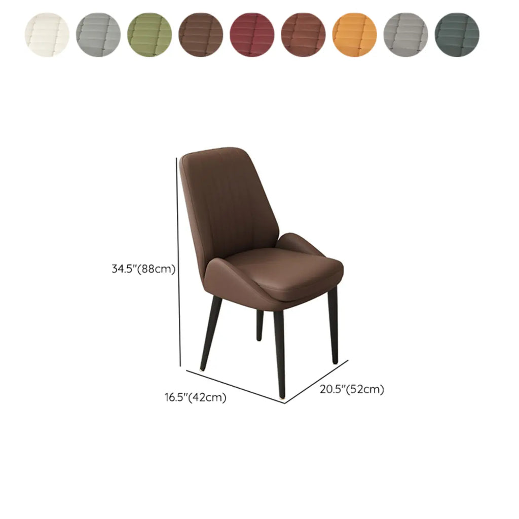 Chaises de salle à manger contemporaines rembourrées en chenille à dossier bas
