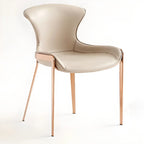 Chaises de salle à manger glamour à oreilles en cuir selle avec pieds en métal