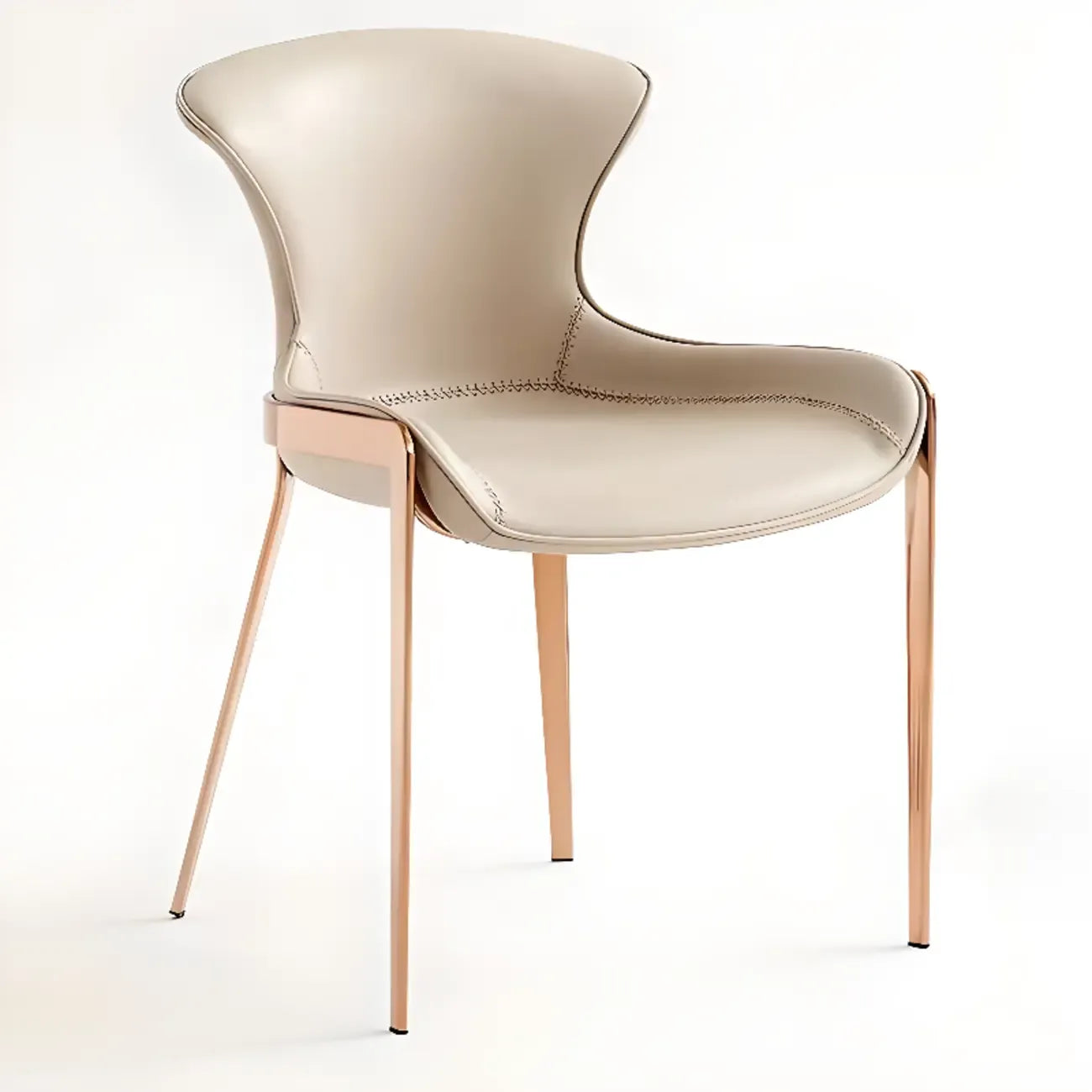Chaises de salle à manger glamour à oreilles en cuir selle avec pieds en métal