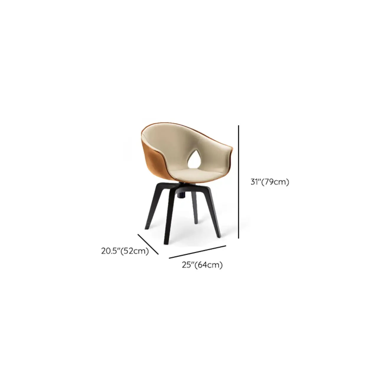 Chaises de salle à manger pivotantes de style moderne du milieu du siècle, dossier bas incurvé