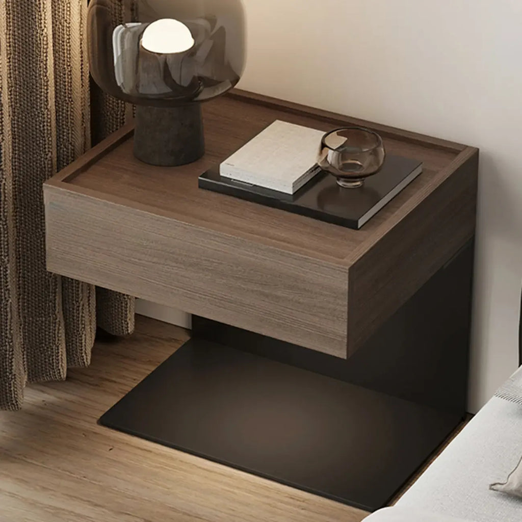 Table de chevet moderne en bois composite avec tiroir de rangement