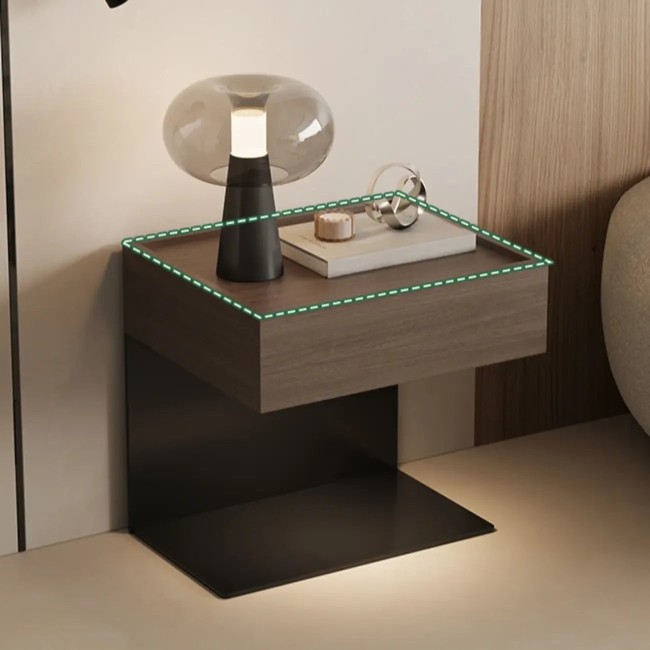 Table de chevet moderne en bois composite avec tiroir de rangement