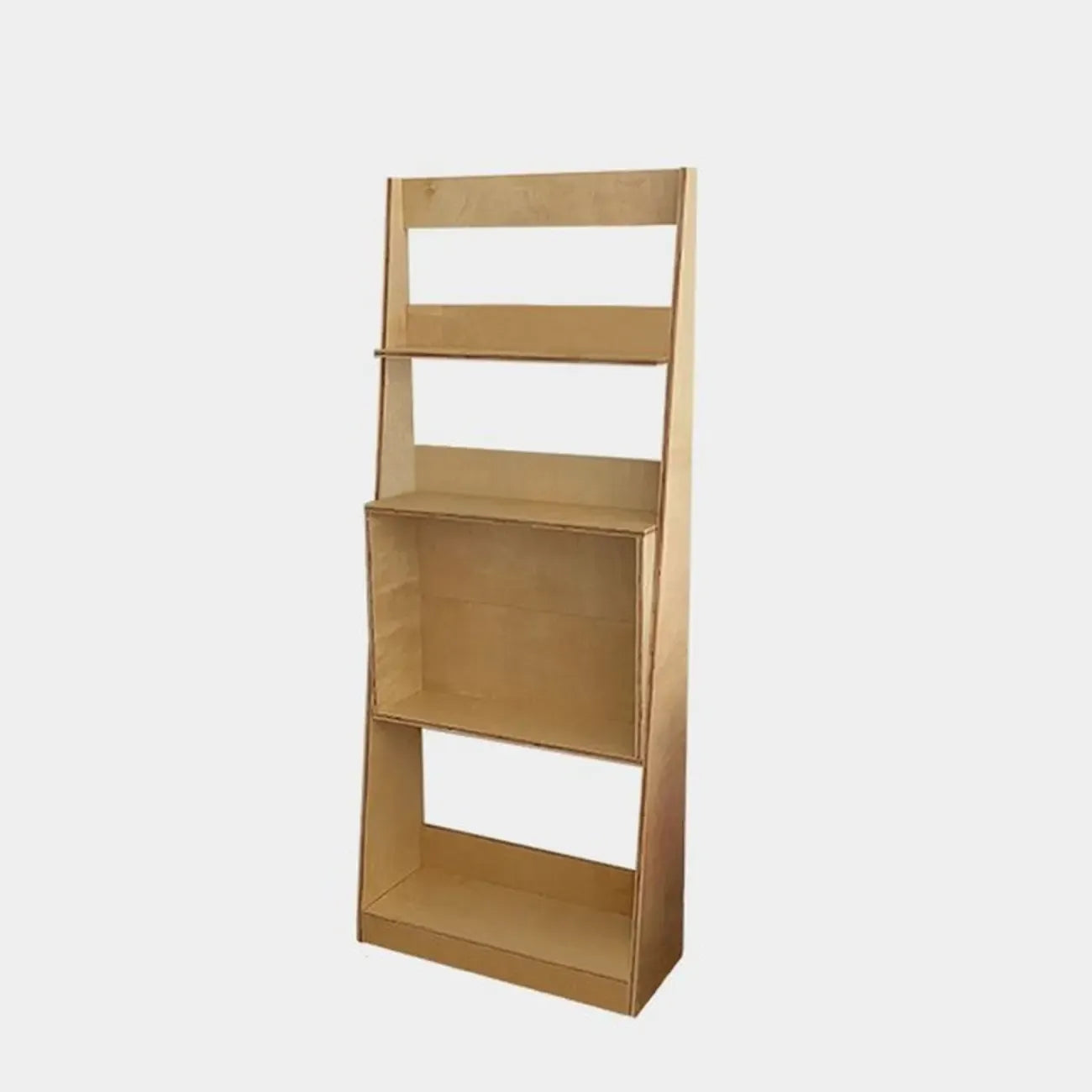 Bibliothèque échelle verticale élégante en bois à dos ouvert