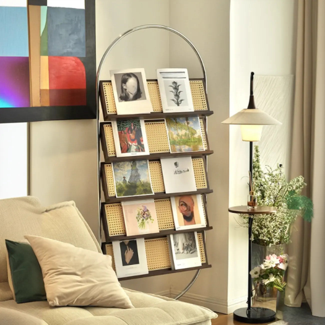 Libreria verticale moderna a 5 ripiani in lega con schienale chiuso