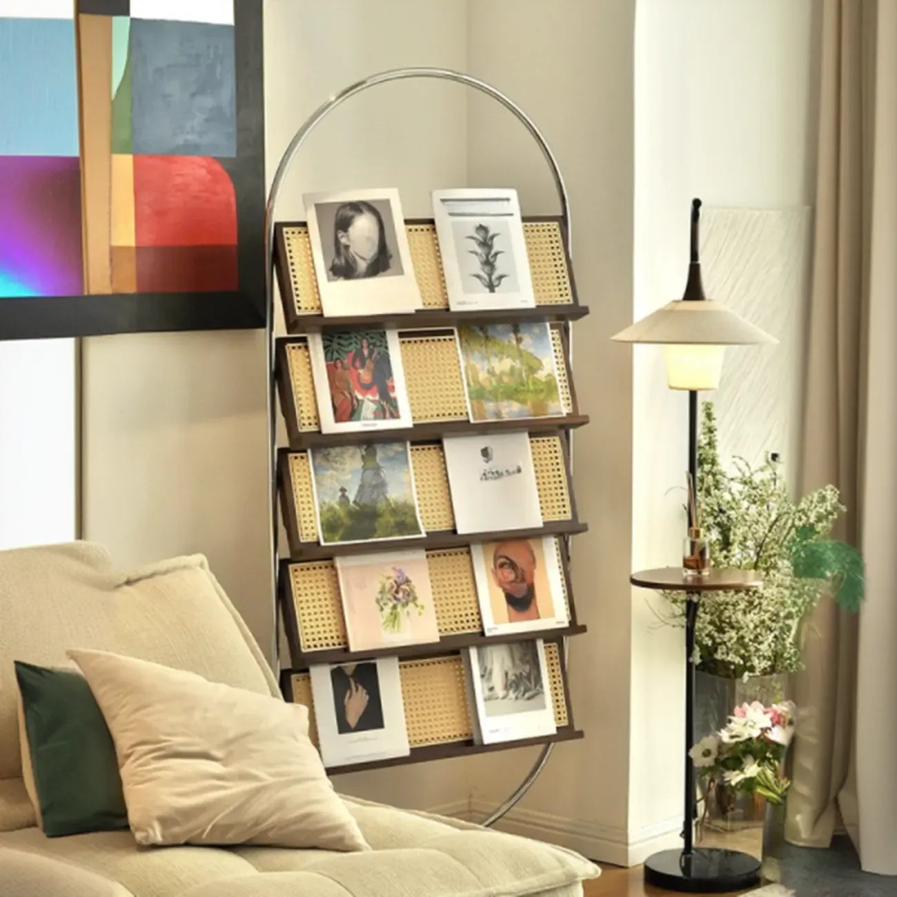 Libreria verticale moderna a 5 ripiani in lega con schienale chiuso