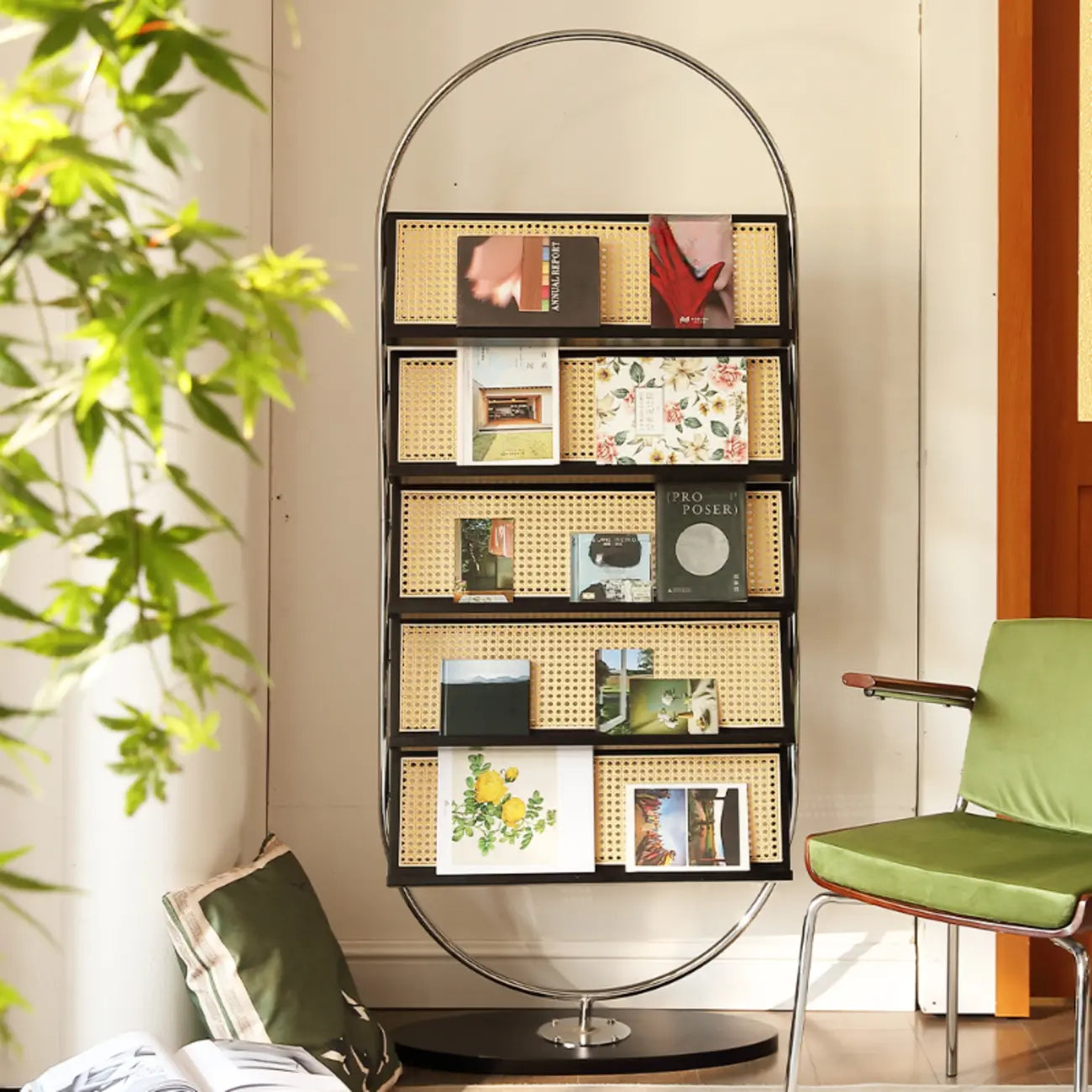 Libreria verticale moderna a 5 ripiani in lega con schienale chiuso