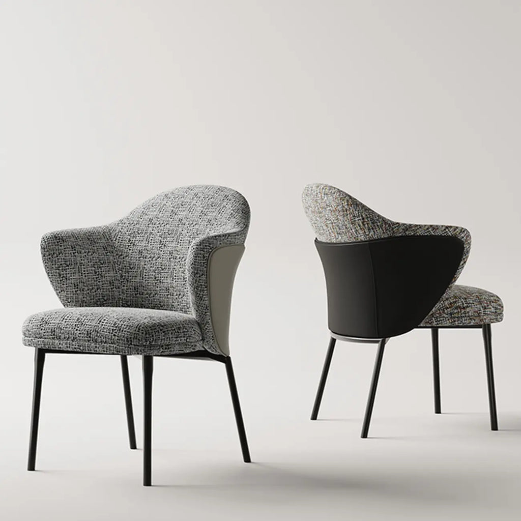 Fauteuils modernes à dossier bas rembourrés en coton et lin