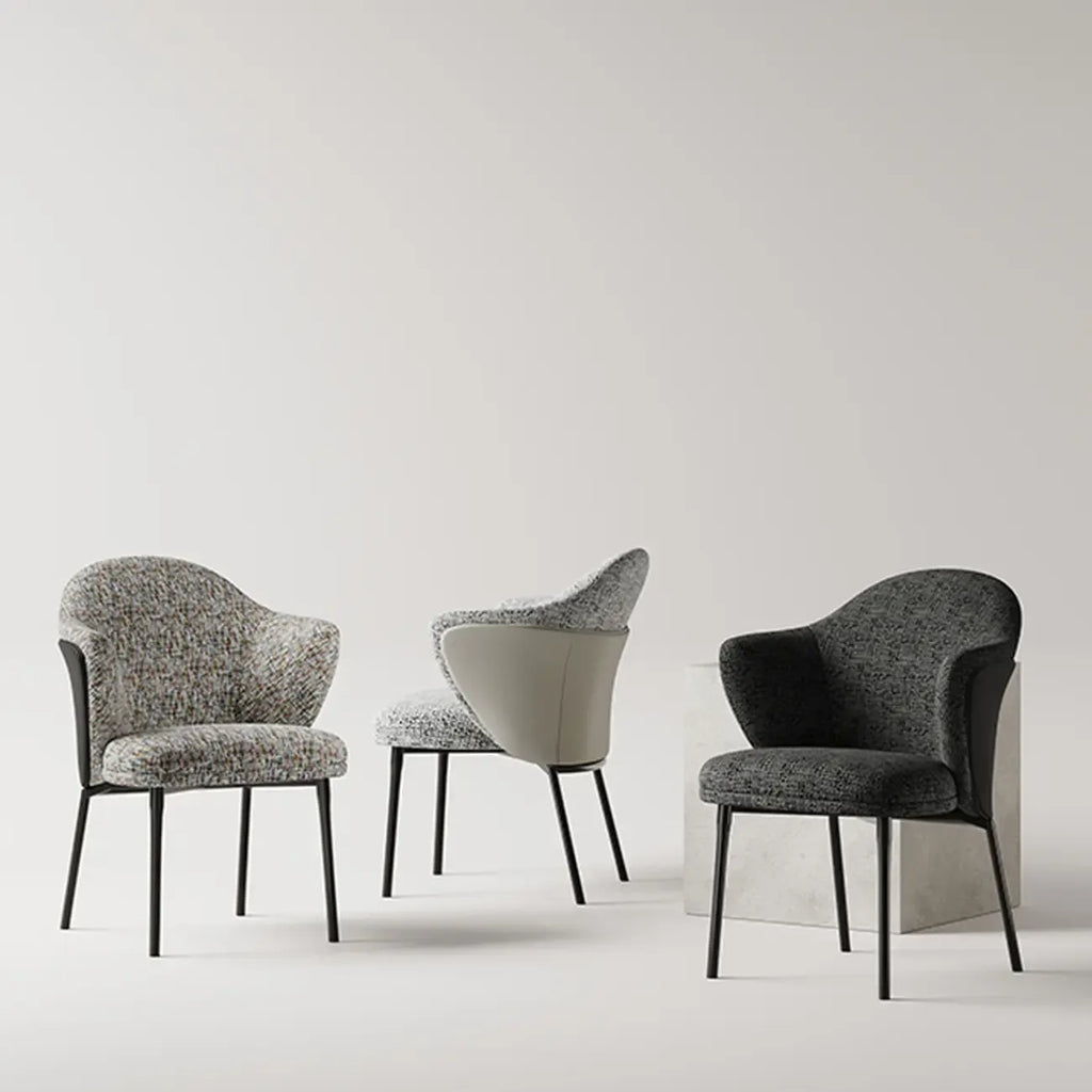 Fauteuils modernes à dossier bas rembourrés en coton et lin