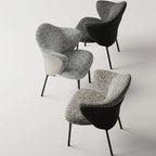 Fauteuils modernes à dossier bas rembourrés en coton et lin