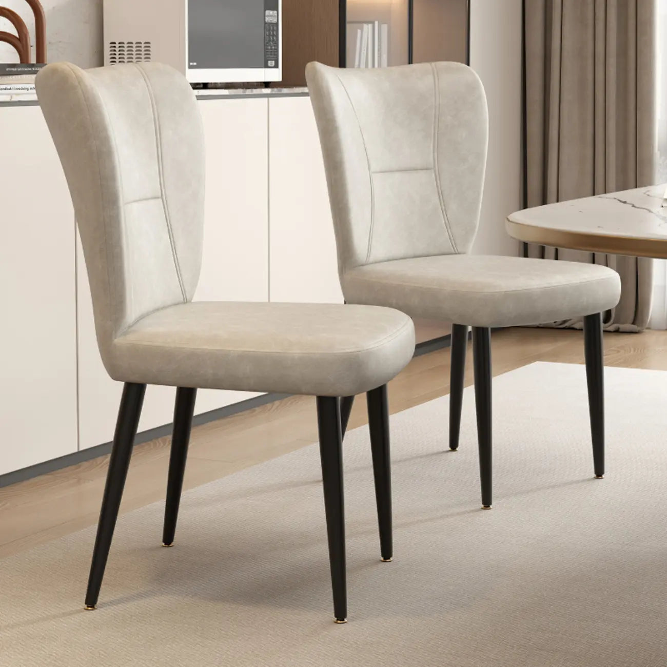 Chaises de salle à manger minimalistes sans accoudoirs, à dossier haut, en cuir de vachette