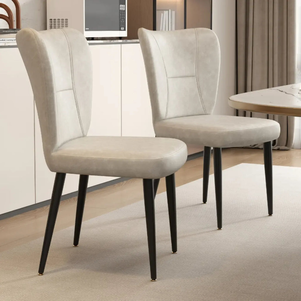 Chaises de salle à manger minimalistes sans accoudoirs, à dossier haut, en cuir de vachette