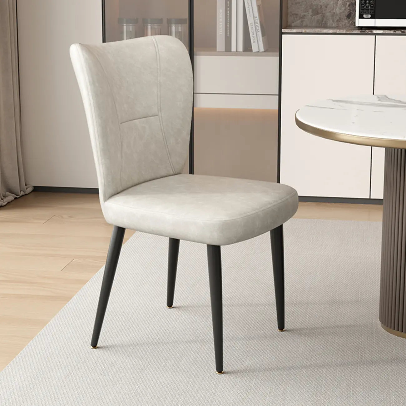 Chaises de salle à manger minimalistes sans accoudoirs, à dossier haut, en cuir de vachette