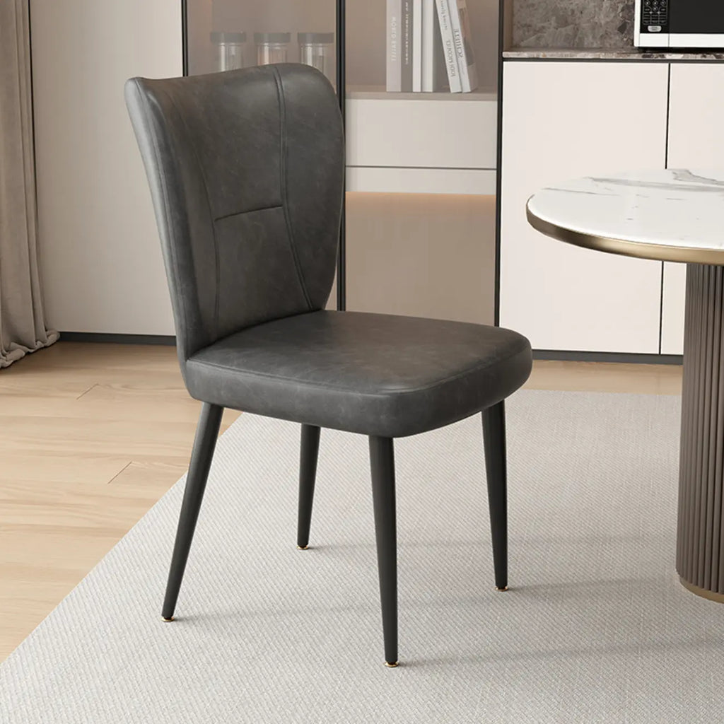 Chaises de salle à manger minimalistes sans accoudoirs, à dossier haut, en cuir de vachette