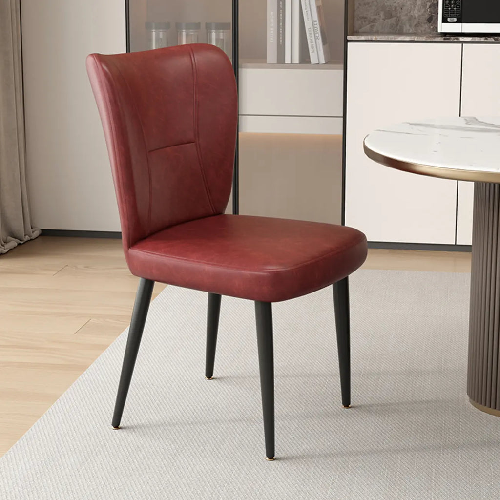 Chaises de salle à manger minimalistes sans accoudoirs, à dossier haut, en cuir de vachette