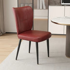Chaises de salle à manger minimalistes sans accoudoirs, à dossier haut, en cuir de vachette
