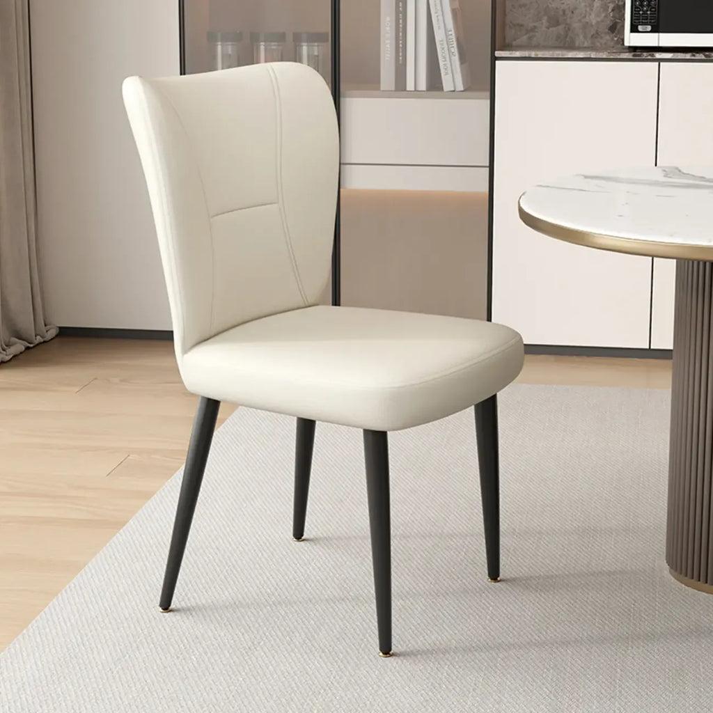Chaises de salle à manger minimalistes sans accoudoirs, à dossier haut, en cuir de vachette