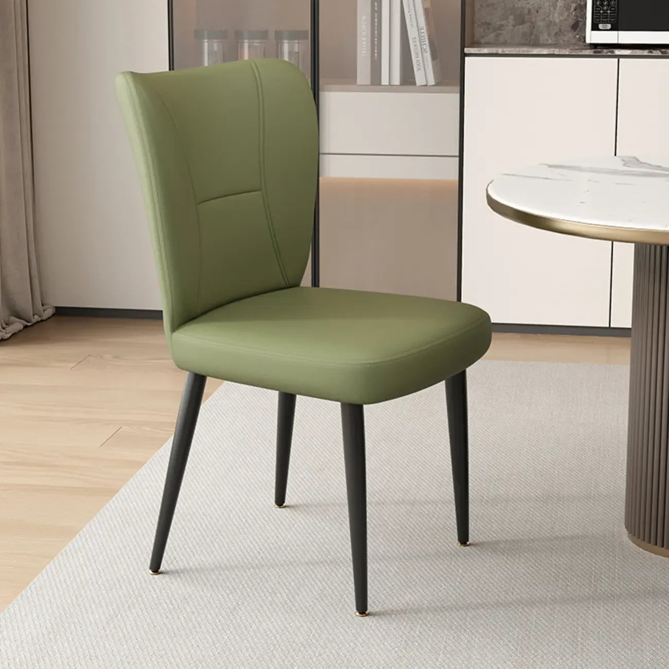Chaises de salle à manger minimalistes sans accoudoirs, à dossier haut, en cuir de vachette