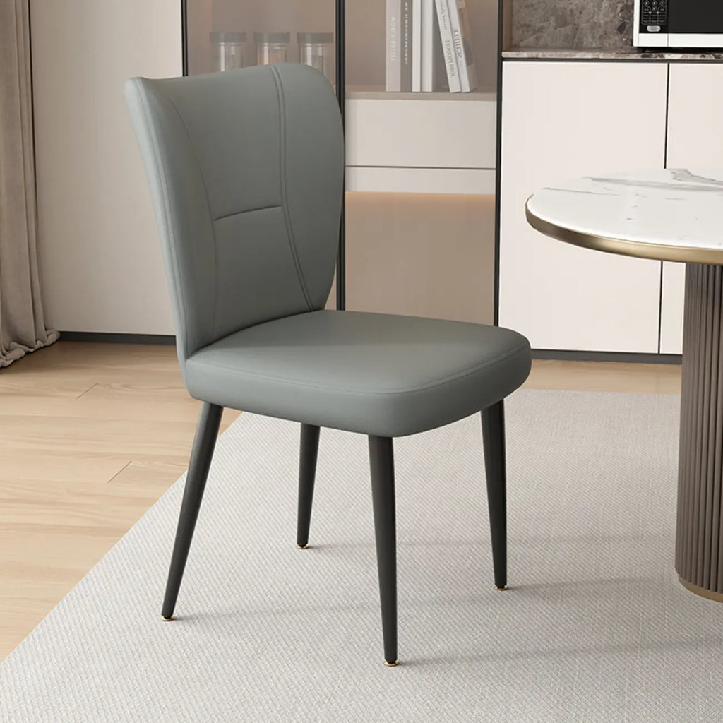 Chaises de salle à manger minimalistes sans accoudoirs, à dossier haut, en cuir de vachette