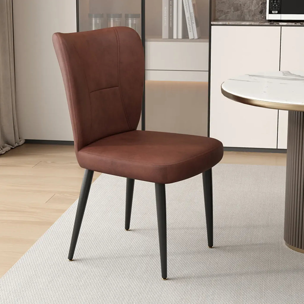 Chaises de salle à manger minimalistes sans accoudoirs, à dossier haut, en cuir de vachette
