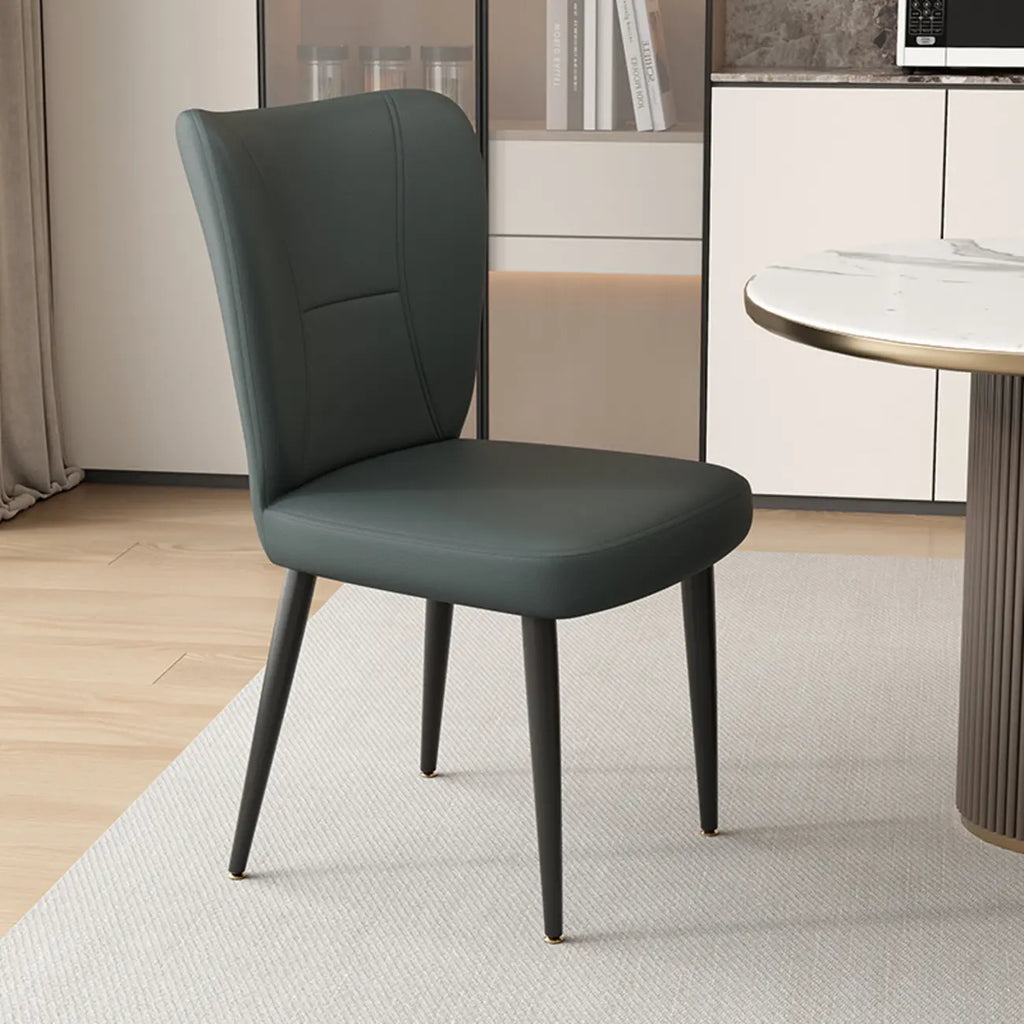 Chaises de salle à manger minimalistes sans accoudoirs, à dossier haut, en cuir de vachette