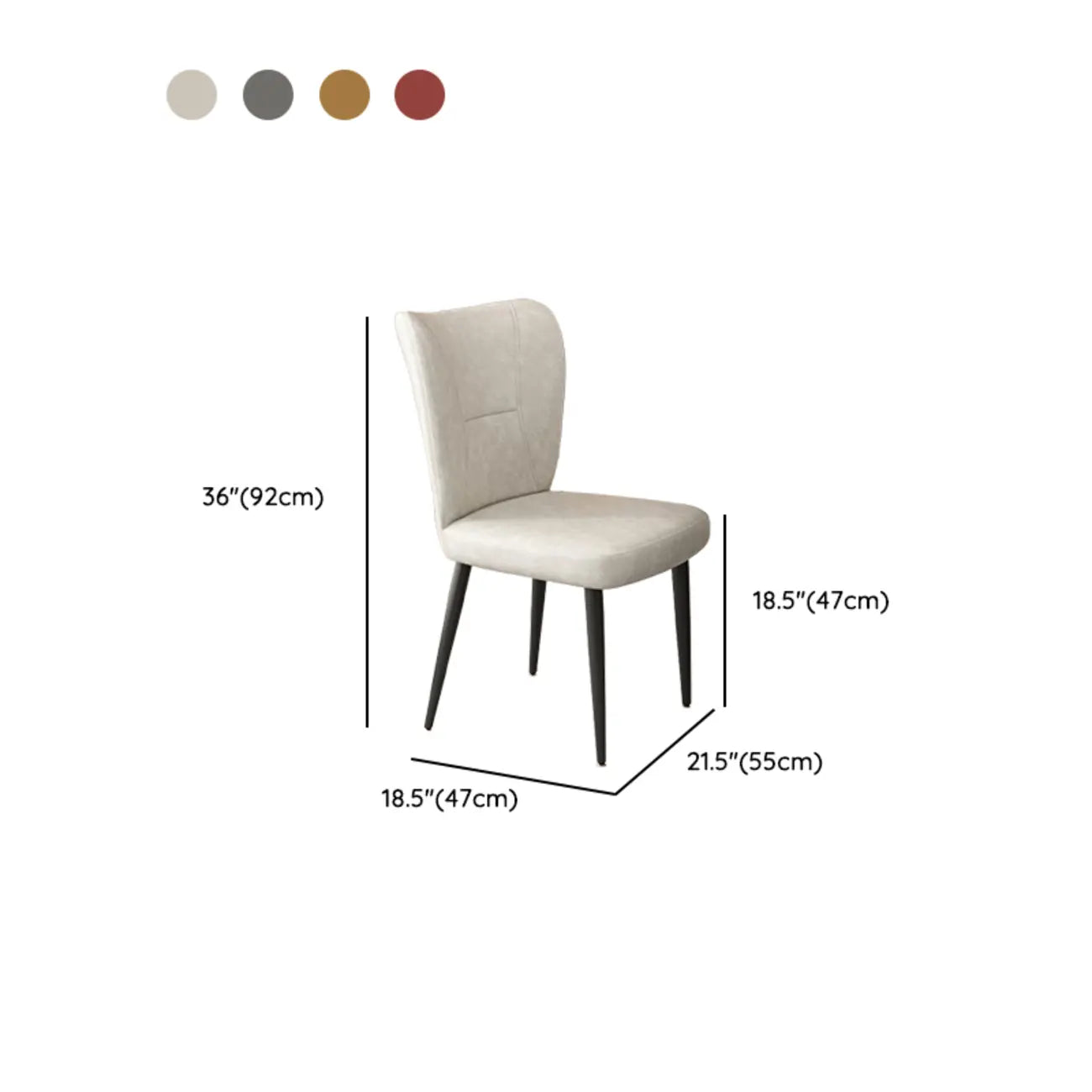 Chaises de salle à manger minimalistes sans accoudoirs, à dossier haut, en cuir de vachette