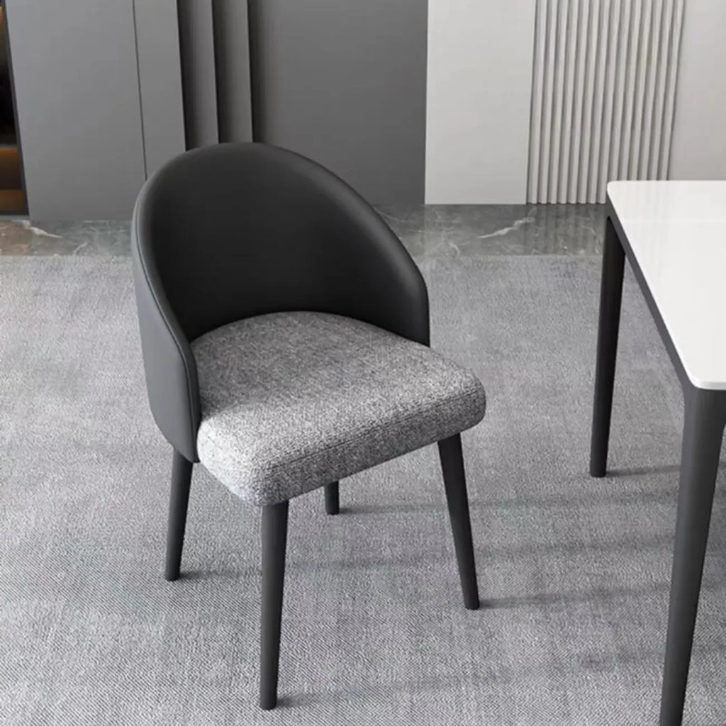 Chaise de salle à manger minimaliste noire rembourrée en tissu, dossier bas